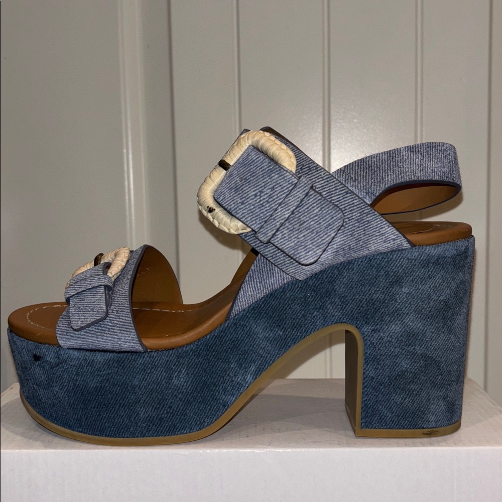 See By Chloe Blue Denim Platform Sandals - Picture 7 of 15